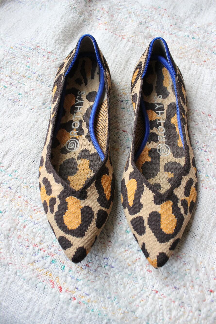 Rothy's Big Cat Leopard Pointed Toe Flats Size 6.5